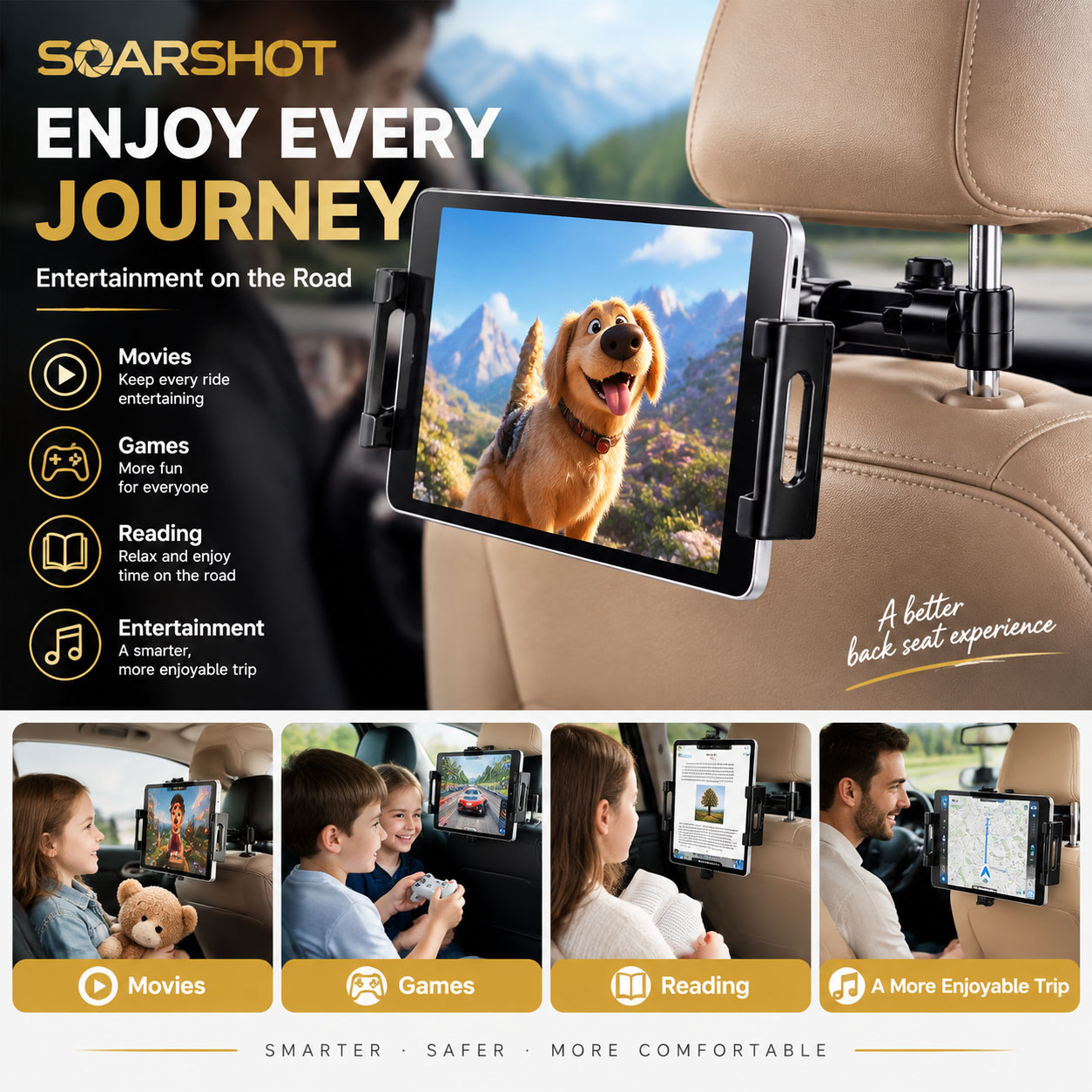 SOARSHOT Car Headrest Tablet H - đánh giá và giá Toddler Tablet Accessories