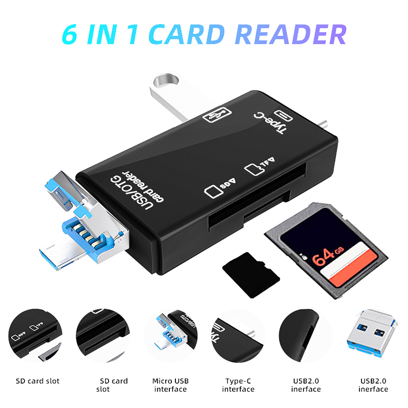 USB Type C Card Reader 6 in 1  - đánh giá và giá Tablet Accessories For Reading